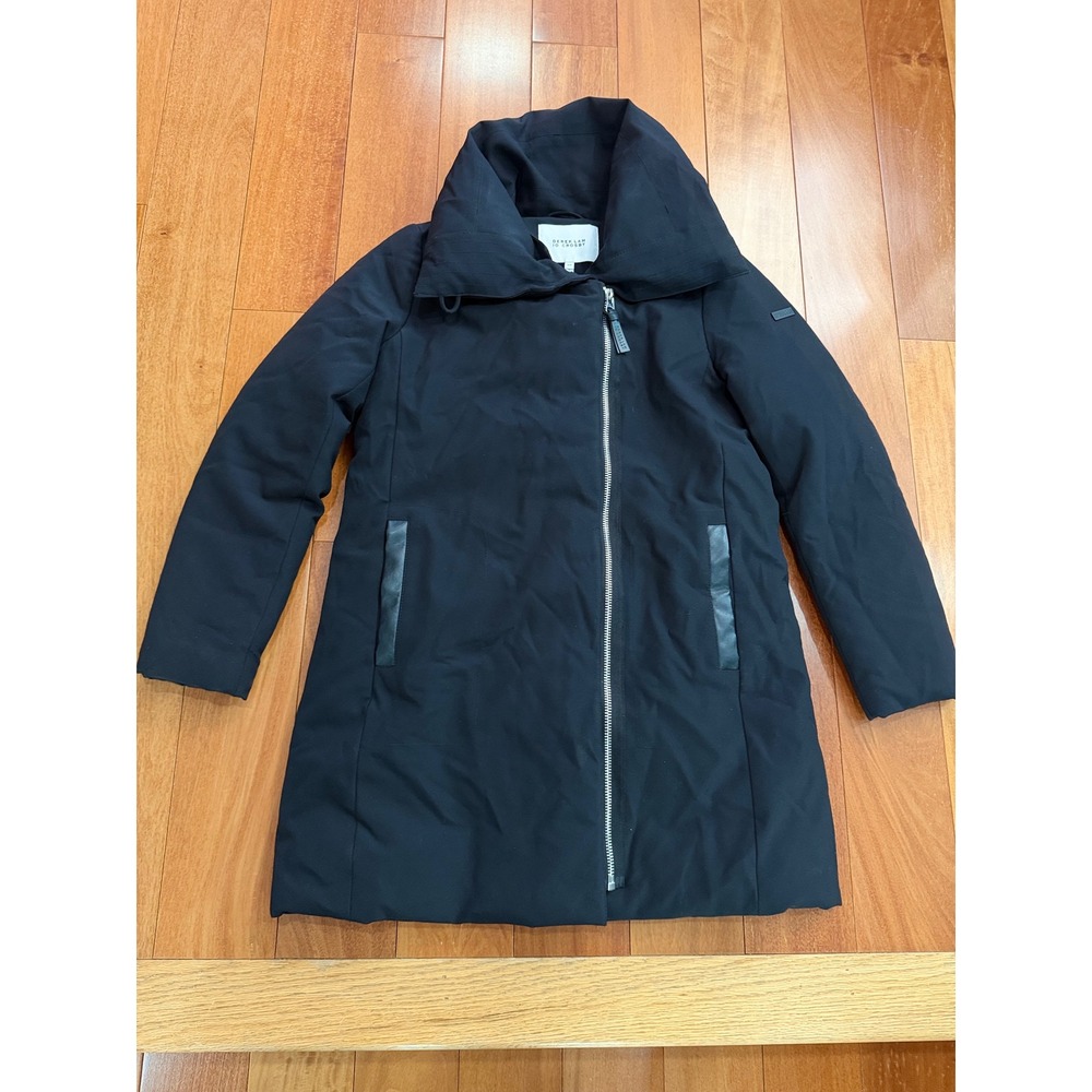 Derek Lam 10 Crosby Women's Black Quilted Puffer Coat Asymmetrical Zip Collar  M